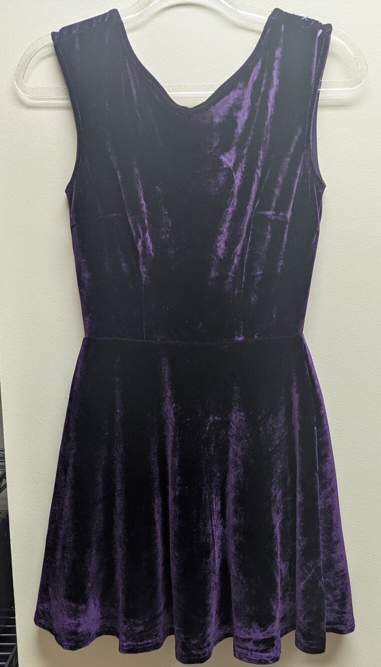 TOBI Purple Crushed Velvet Dress low back Sz S